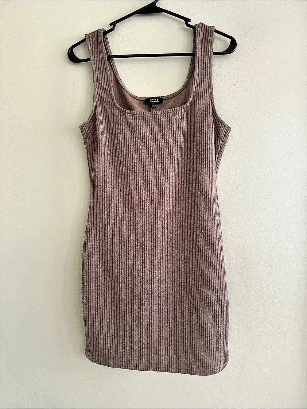Privy Ribbed Tank Mini Dress Top in Brown Like New